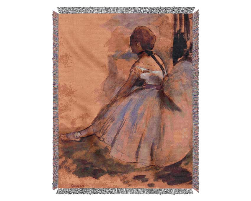 Degas Sitting Dancer With Extended Left Leg Woven Blanket