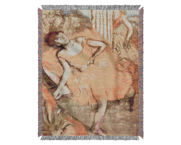 Degas Sitting Dancer With The Right Leg Up Woven Blanket