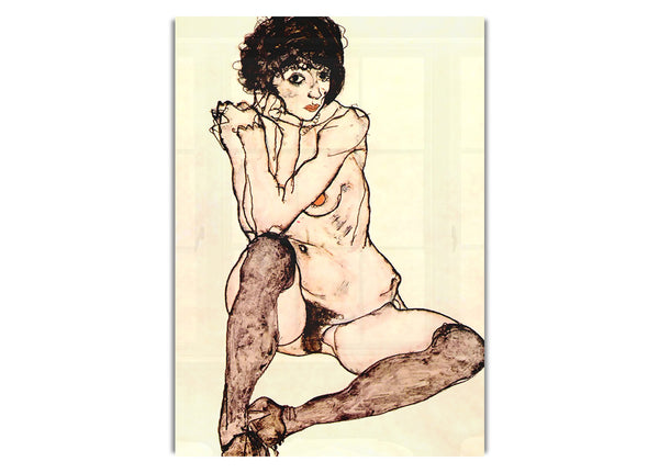 Sitting Female Nude By Egon Schiele