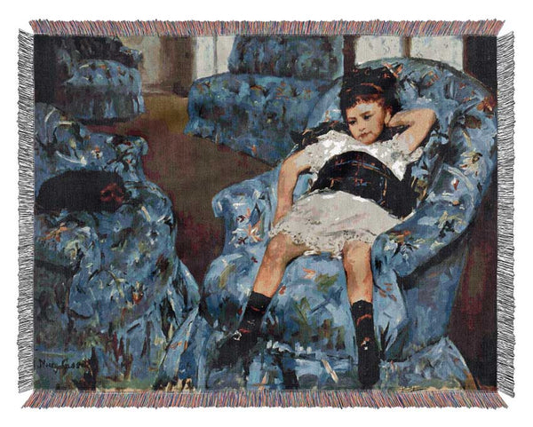 Cassatt Small Girl In The Blue Armchair Woven Blanket