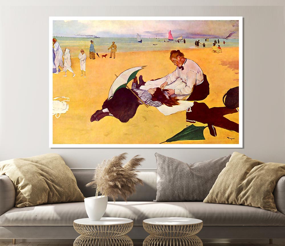 Degas Small Girls On The Beach Print Poster Wall Art