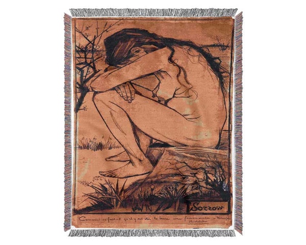 Van Gogh Sorrow 1 Woven Blanket