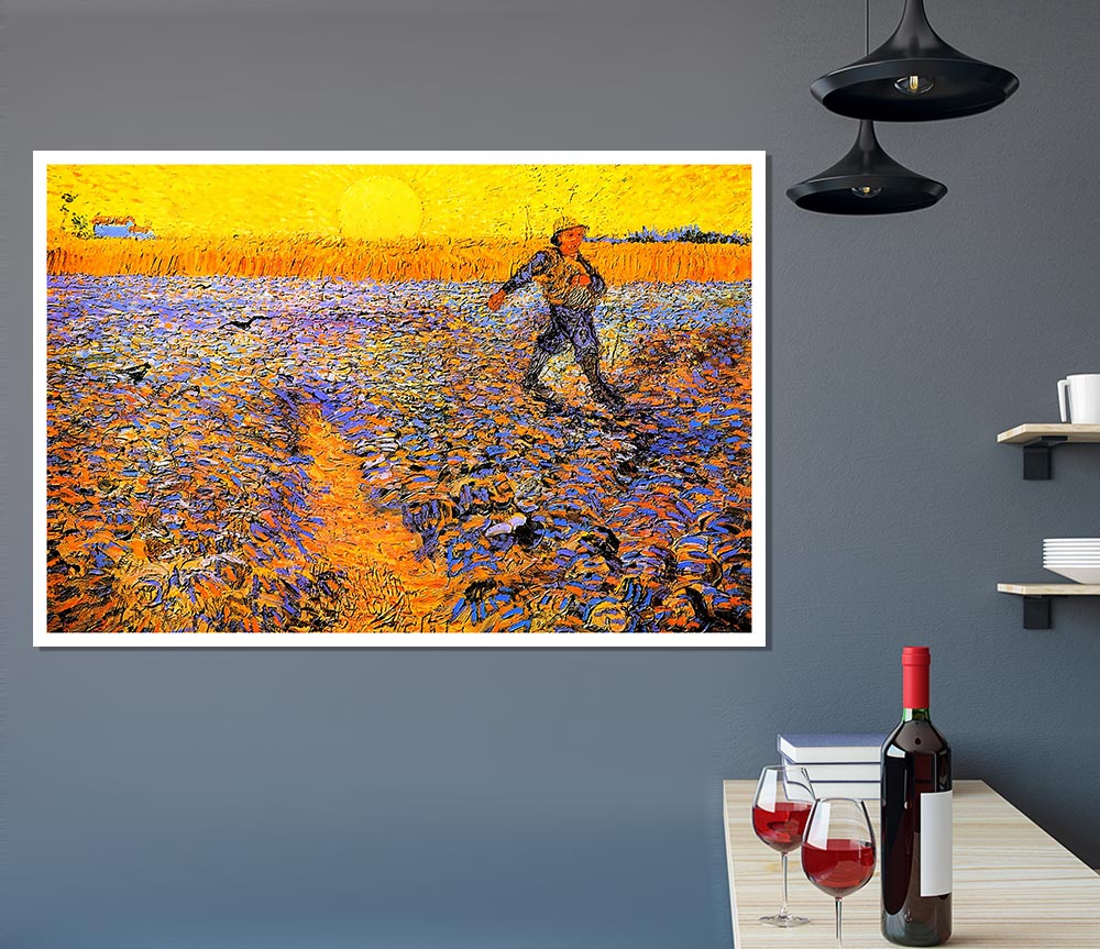 Van Gogh Sower Under The Sun Print Poster Wall Art