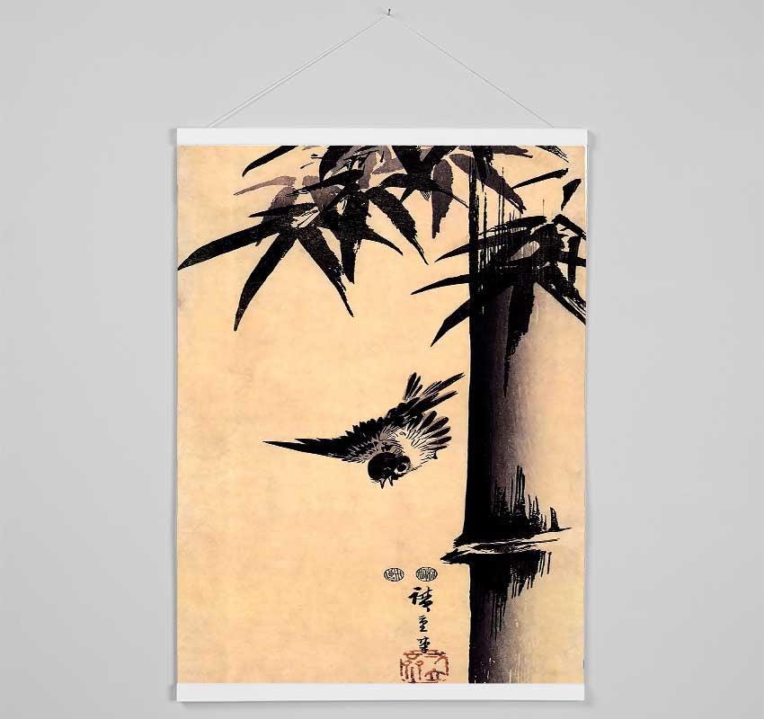 Hiroshige Sparrow And Bamboo 2 Hanging Poster - Wallart-Direct UK