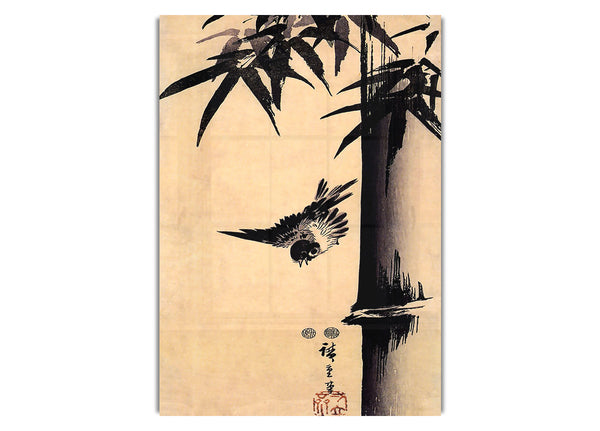 Sparrow And Bamboo 2 By Hiroshige