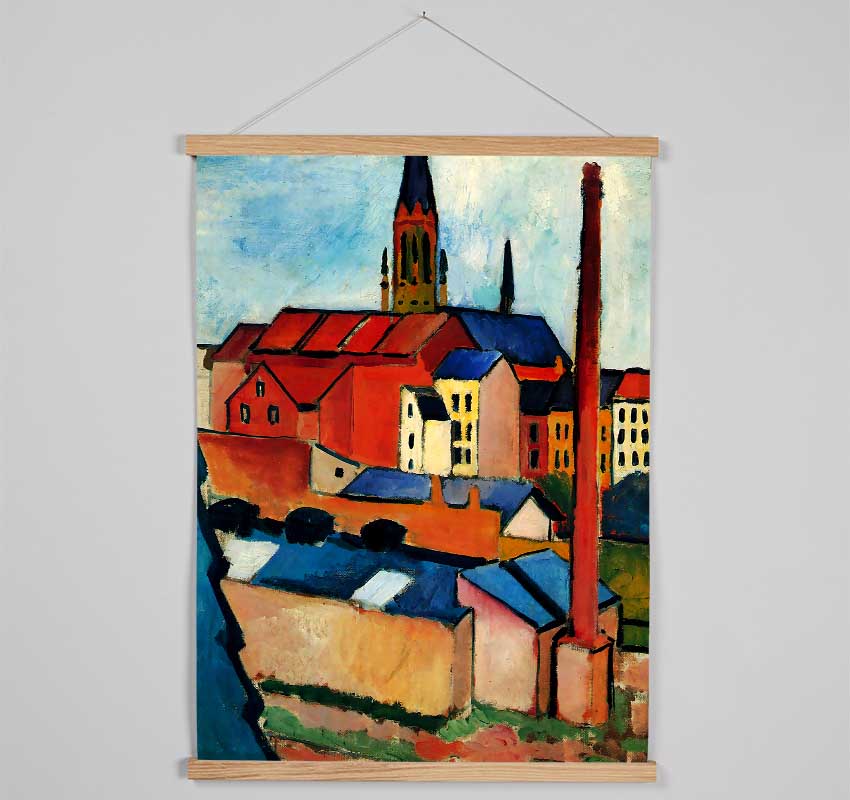 August Macke St Marys Church With Houses And Chimney Hanging Poster - Wallart-Direct UK