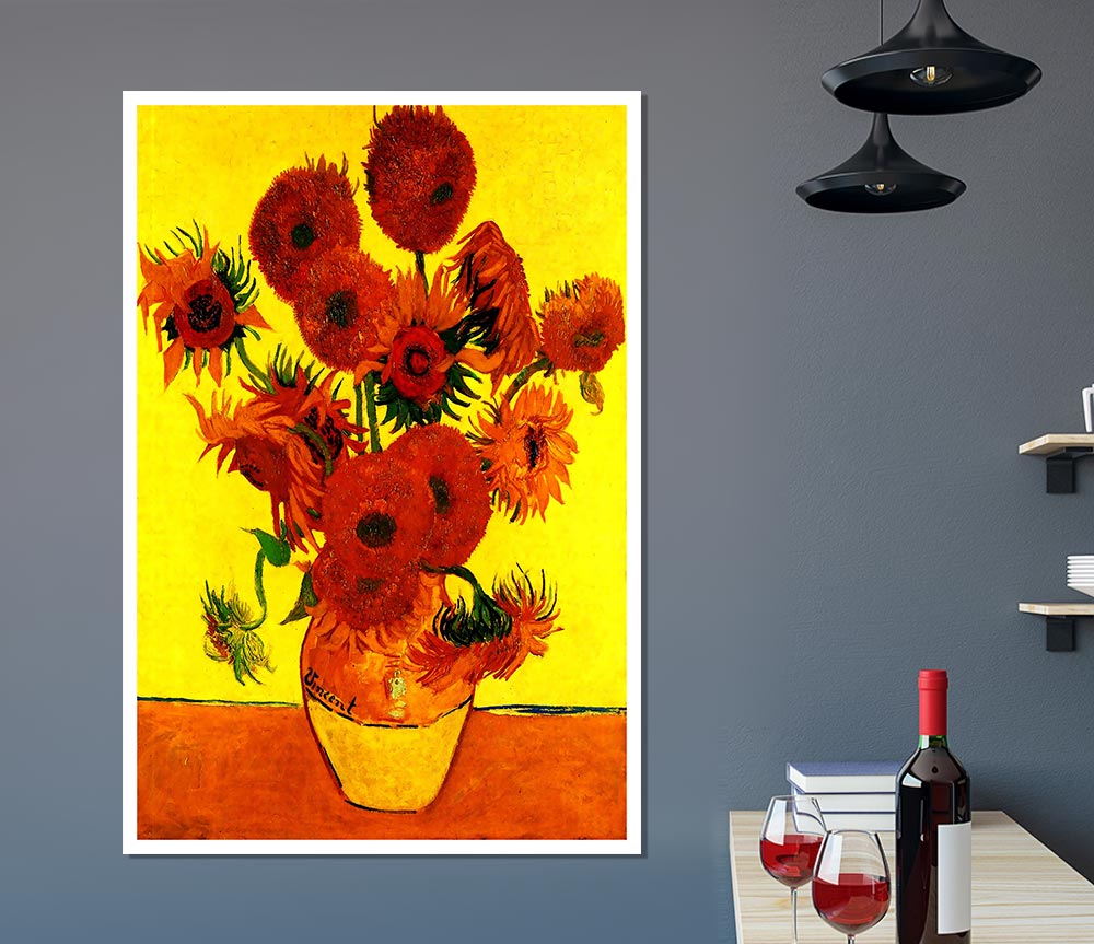 Van Gogh Still Life Vase With Fifteen Sunflowers 3 Print Poster Wall Art