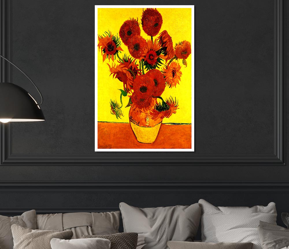 Van Gogh Still Life Vase With Fifteen Sunflowers 3 Print Poster Wall Art