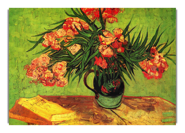 Still Life Vase With Oleanders And Books By Van Gogh