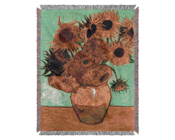 Van Gogh Still Life Vase With Twelve Sunflowers 2 Woven Blanket