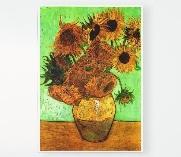 Van Gogh Still Life Vase With Twelve Sunflowers 2 Print Poster Wall Art