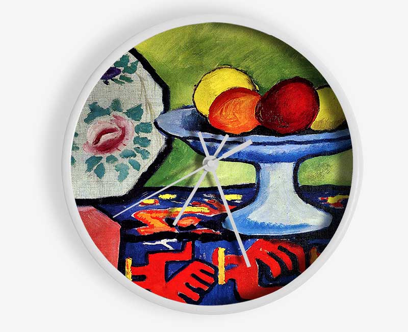 August Macke Still Life With Apple Peel And A Japanese Fan Clock - Wallart-Direct UK