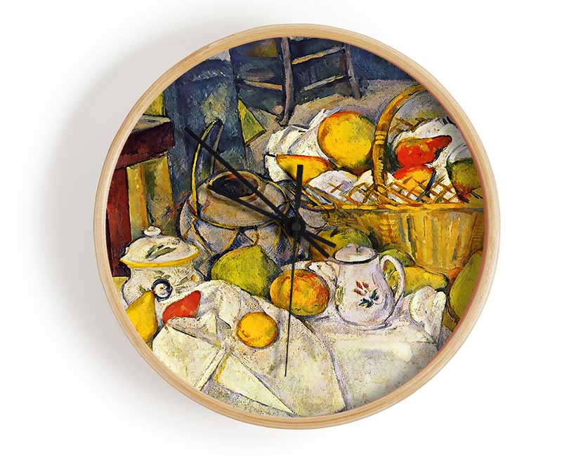 Cezanne Still Life With Fruit Basket Clock - Wallart-Direct UK