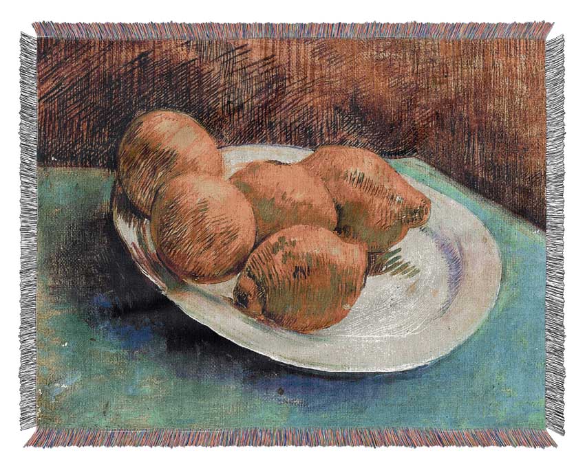 Van Gogh Still Life With Lemons On A Plate Woven Blanket