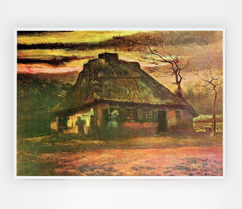 Van Gogh Straw Hut At Dusk Print Poster Wall Art