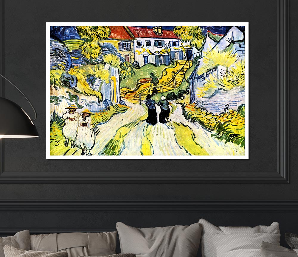 Van Gogh Street And Road In Auver Print Poster Wall Art