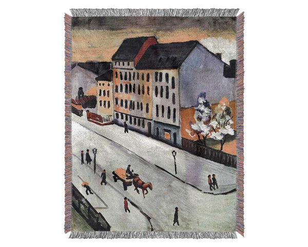 August Macke Street In Gray Woven Blanket