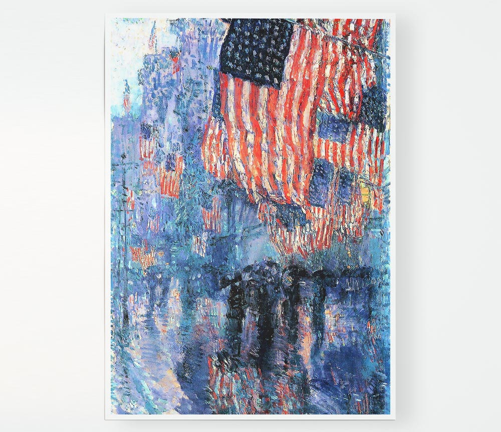 Hassam Street In The Rain Print Poster Wall Art