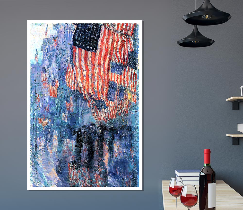 Hassam Street In The Rain Print Poster Wall Art