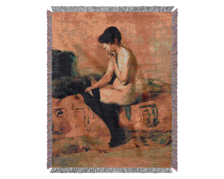 Toulouse Lautrec Study Of A Feminine Nude Woven Blanket