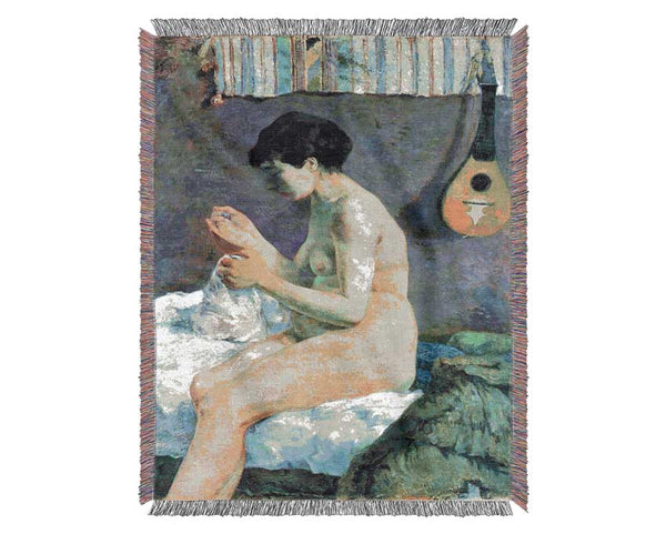 Gauguin Study Of A Nude Woven Blanket