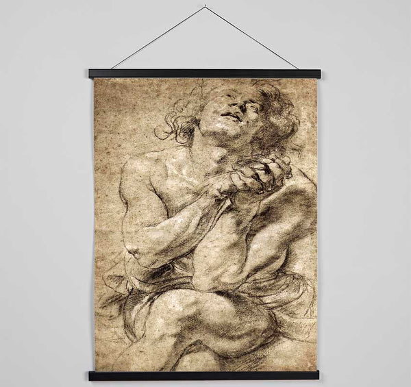 Rubens Study Of Daniel In The Lions Den Hanging Poster - Wallart-Direct UK