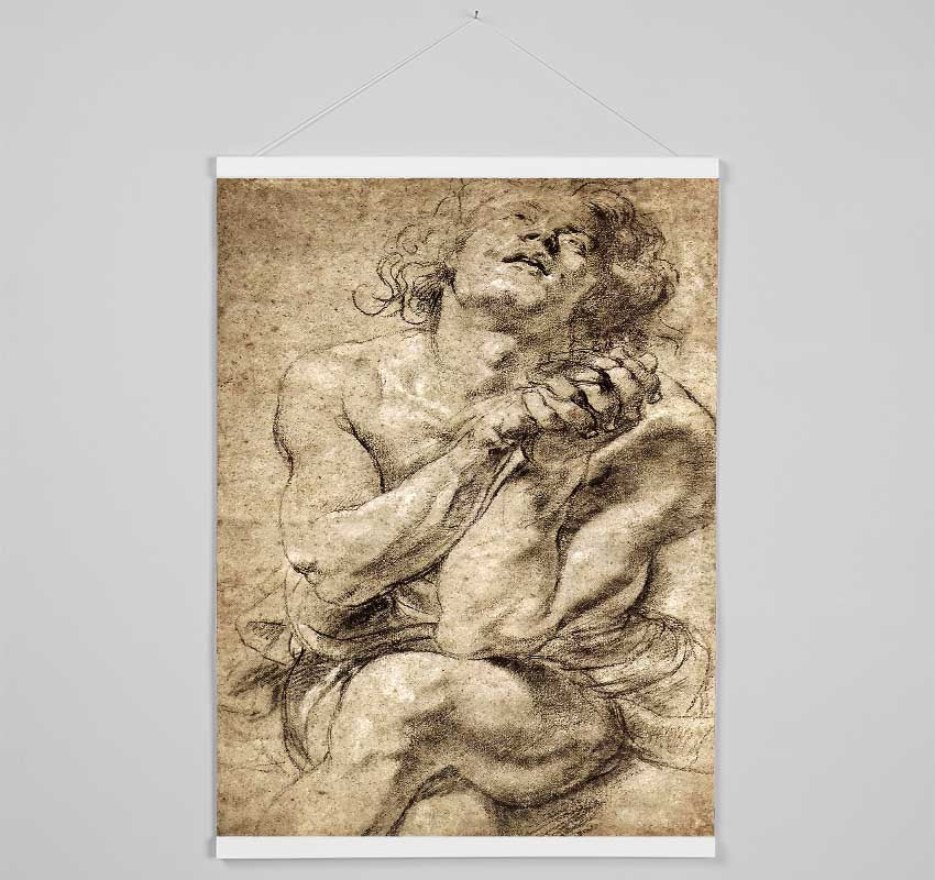 Rubens Study Of Daniel In The Lions Den Hanging Poster - Wallart-Direct UK