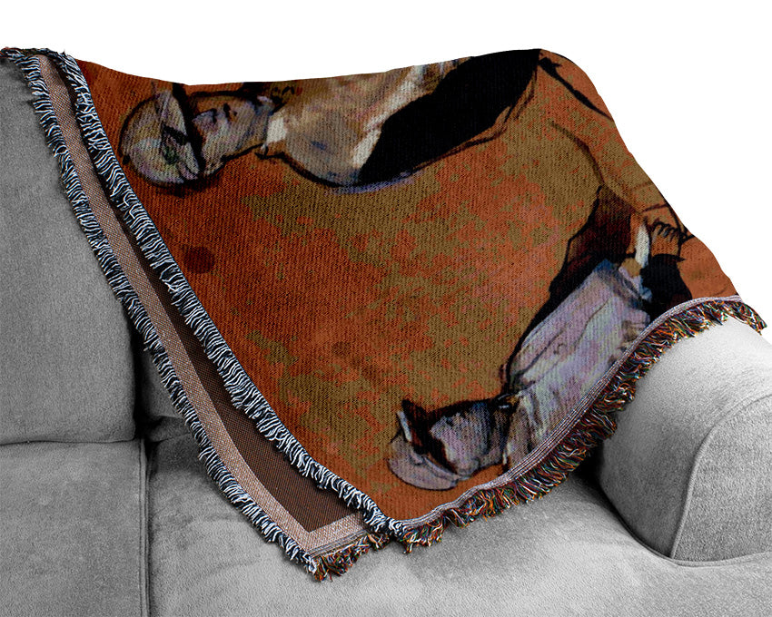 Degas Study With Four Jockeys Woven Blanket