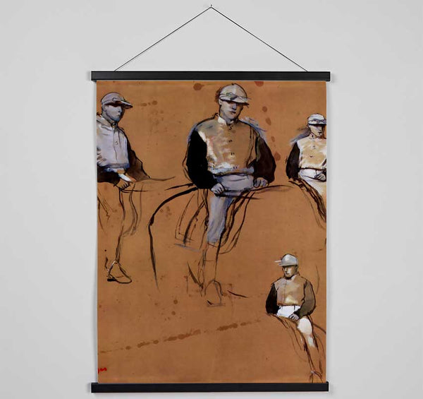 Degas Study With Four Jockeys Hanging Poster - Wallart-Direct UK