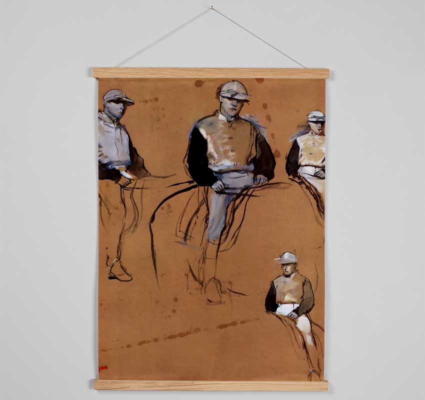 Degas Study With Four Jockeys Hanging Poster - Wallart-Direct UK