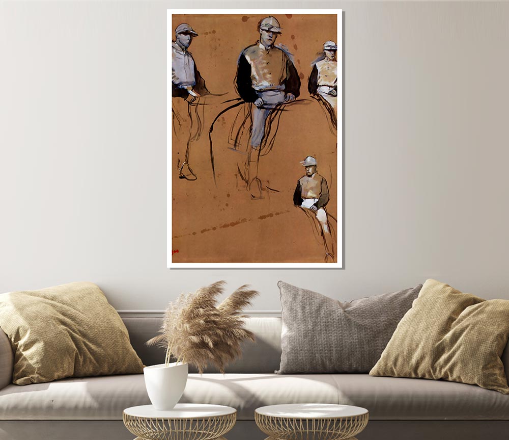 Degas Study With Four Jockeys Print Poster Wall Art