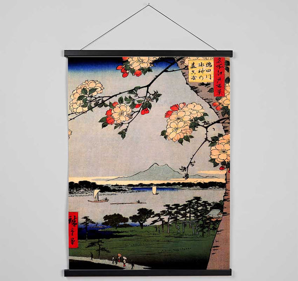 Hiroshige Suijin Shrine And Massaki On Sumida River Hanging Poster - Wallart-Direct UK