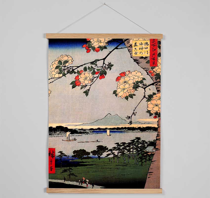 Hiroshige Suijin Shrine And Massaki On Sumida River Hanging Poster - Wallart-Direct UK