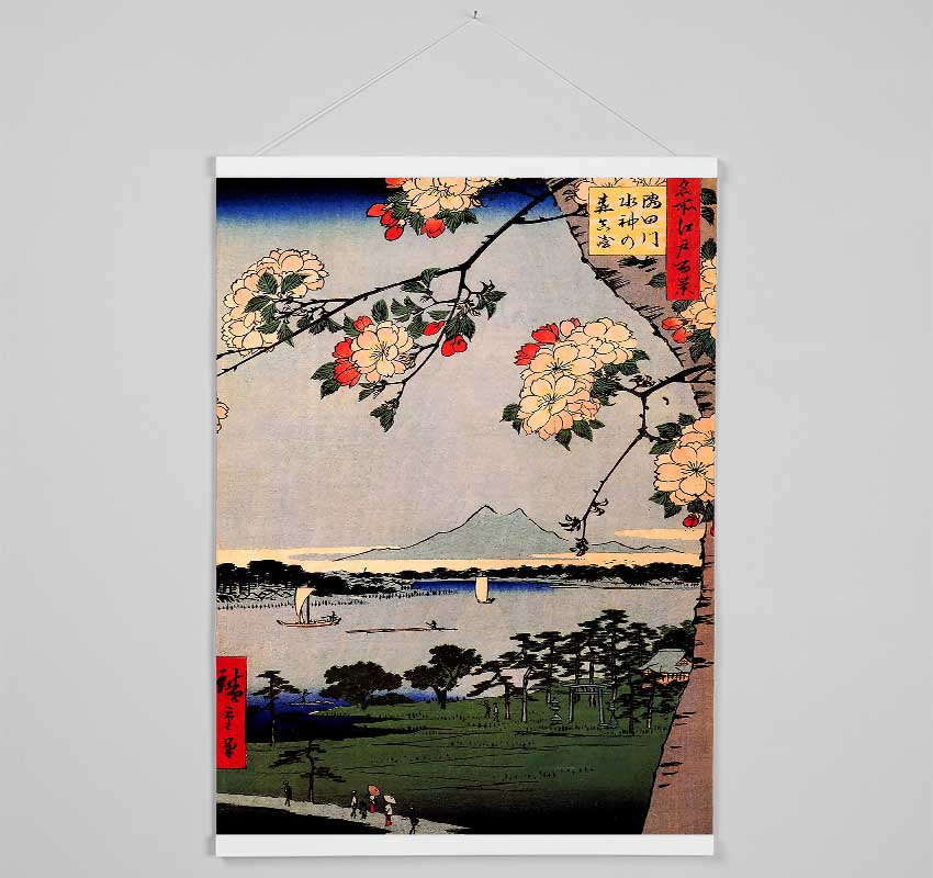 Hiroshige Suijin Shrine And Massaki On Sumida River Hanging Poster - Wallart-Direct UK