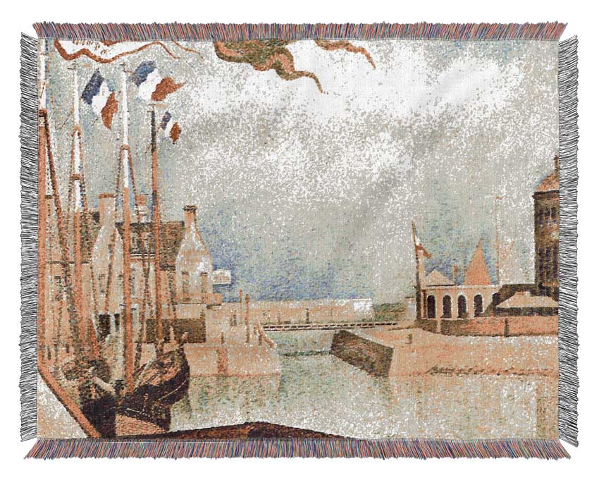 Seurat Sunday In Port-En-Bessin Woven Blanket