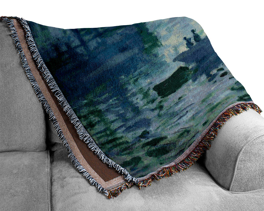 Monet Sunrise At Sea 2 Woven Blanket