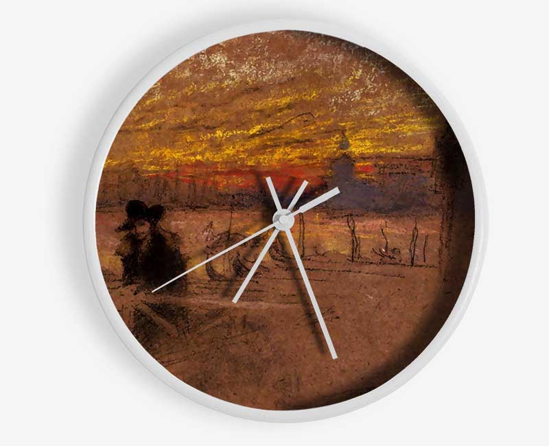 Whistler Sunset Red And Gold Clock - Wallart-Direct UK