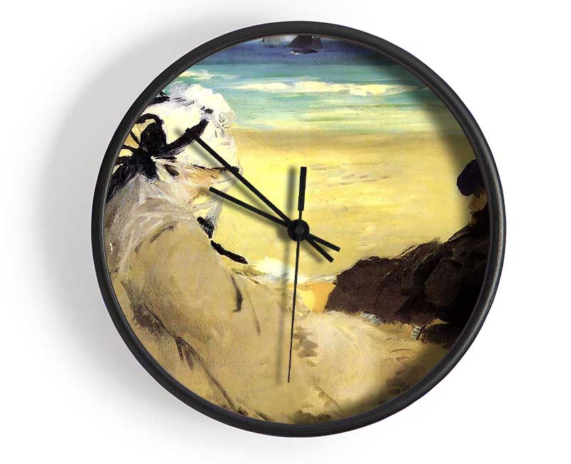 Manet Sur La Plage 1873 Clock - Wallart-Direct UK