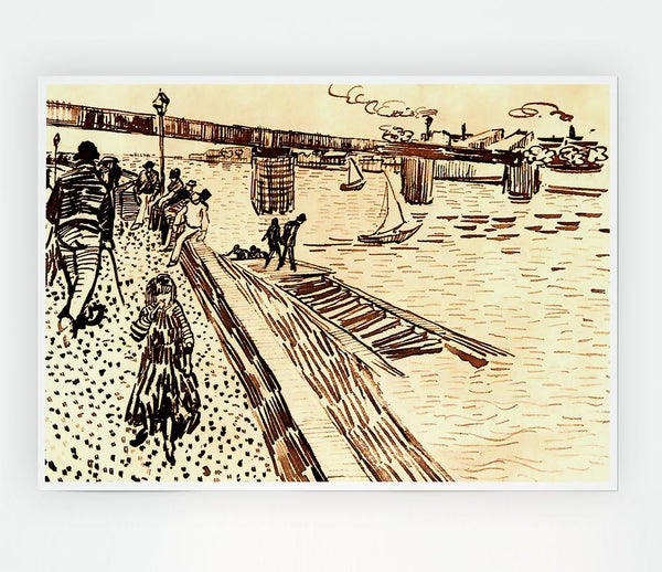 Van Gogh The Iron Bridge At Trinquetaille On The Rhone Print Poster Wall Art