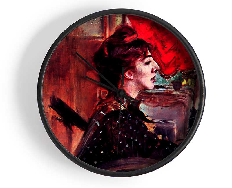 Giovanni Boldini The Red Curtain Clock - Wallart-Direct UK