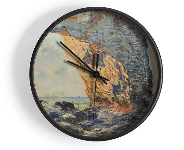 Monet The Rocky Cliffs Of Etretat La Porte Man 1 Clock - Wallart-Direct UK