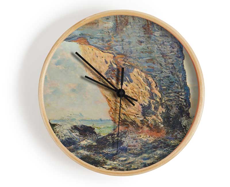 Monet The Rocky Cliffs Of Etretat La Porte Man 1 Clock - Wallart-Direct UK