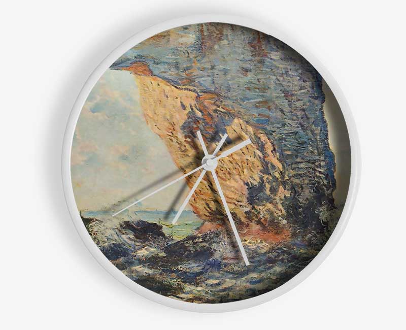 Monet The Rocky Cliffs Of Etretat La Porte Man 1 Clock - Wallart-Direct UK