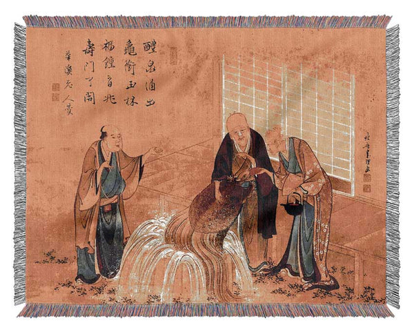 Hokusai The Thousand Years Turtle Woven Blanket