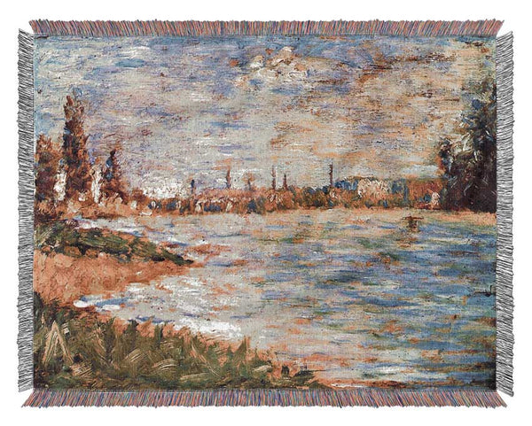 Seurat The Two Banks Woven Blanket