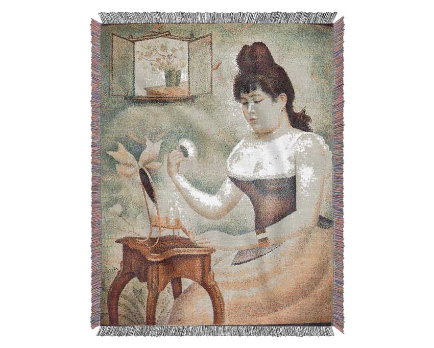 Seurat The Woman With The Powder Puff Woven Blanket