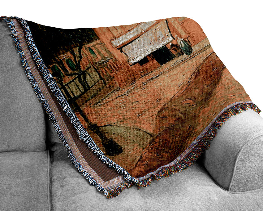 Van Gogh The Yellow House Vincents House Woven Blanket