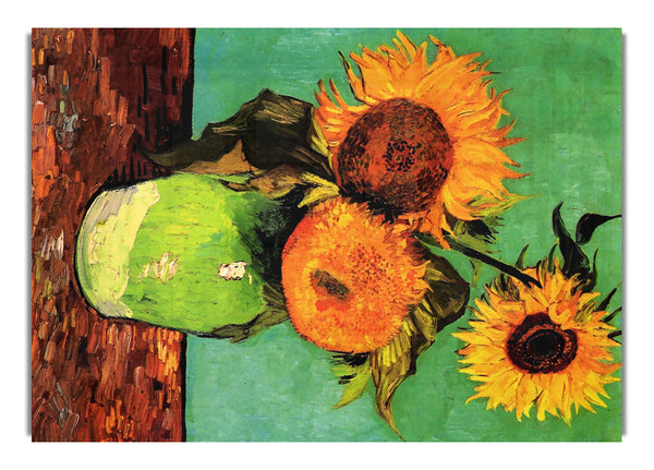 Drei Sonnenblumen in einer Vase von Van Gogh