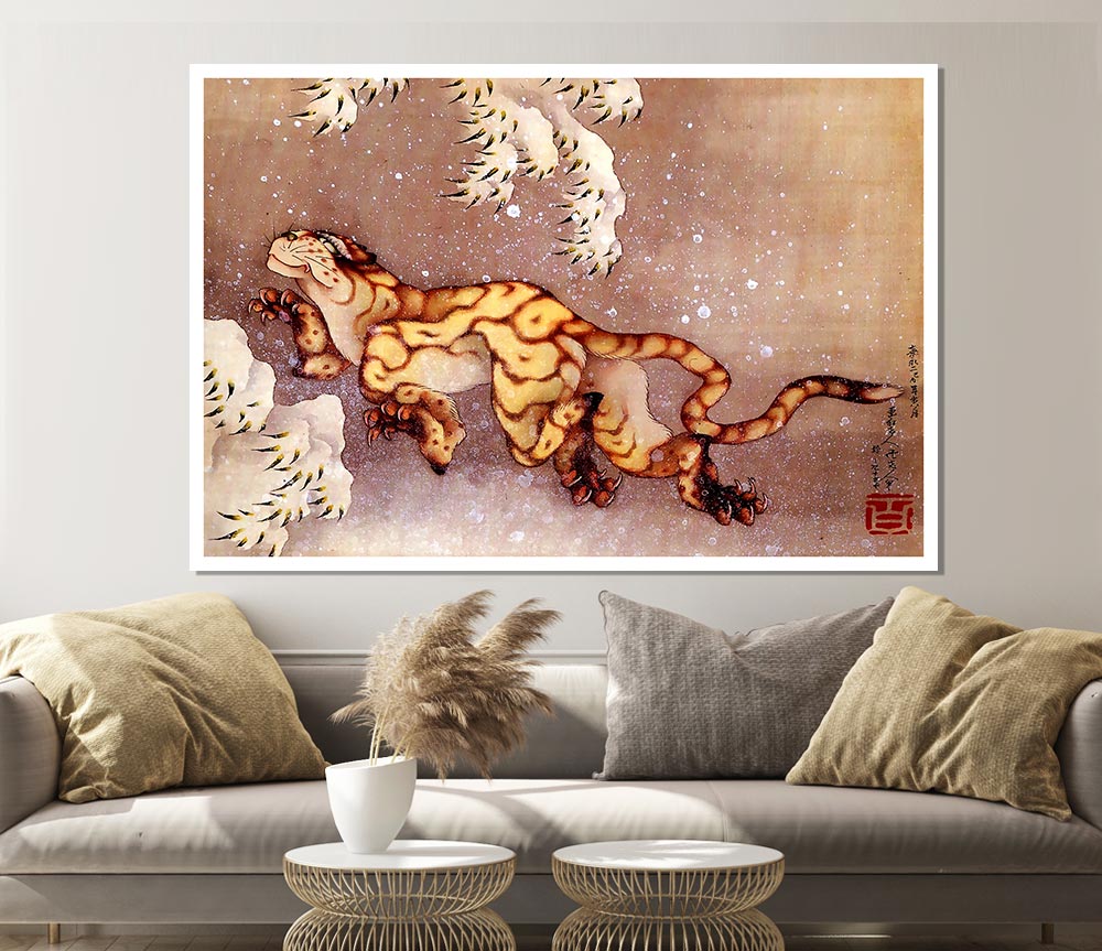 Hokusai Tiger In The Snow Print Poster Wall Art