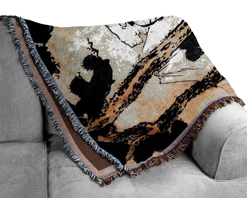 Hokusai Traveling Couple Woven Blanket